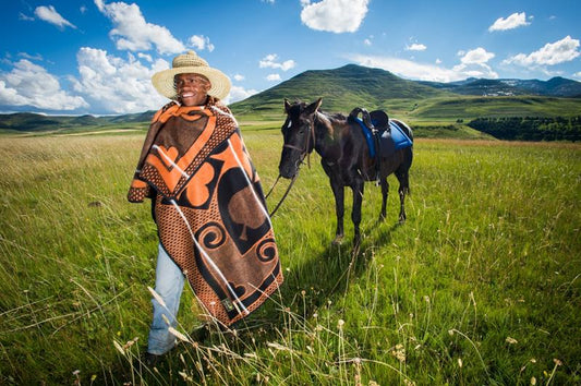 “Traditional Basotho blanket worn in the mountains of Lesotho”