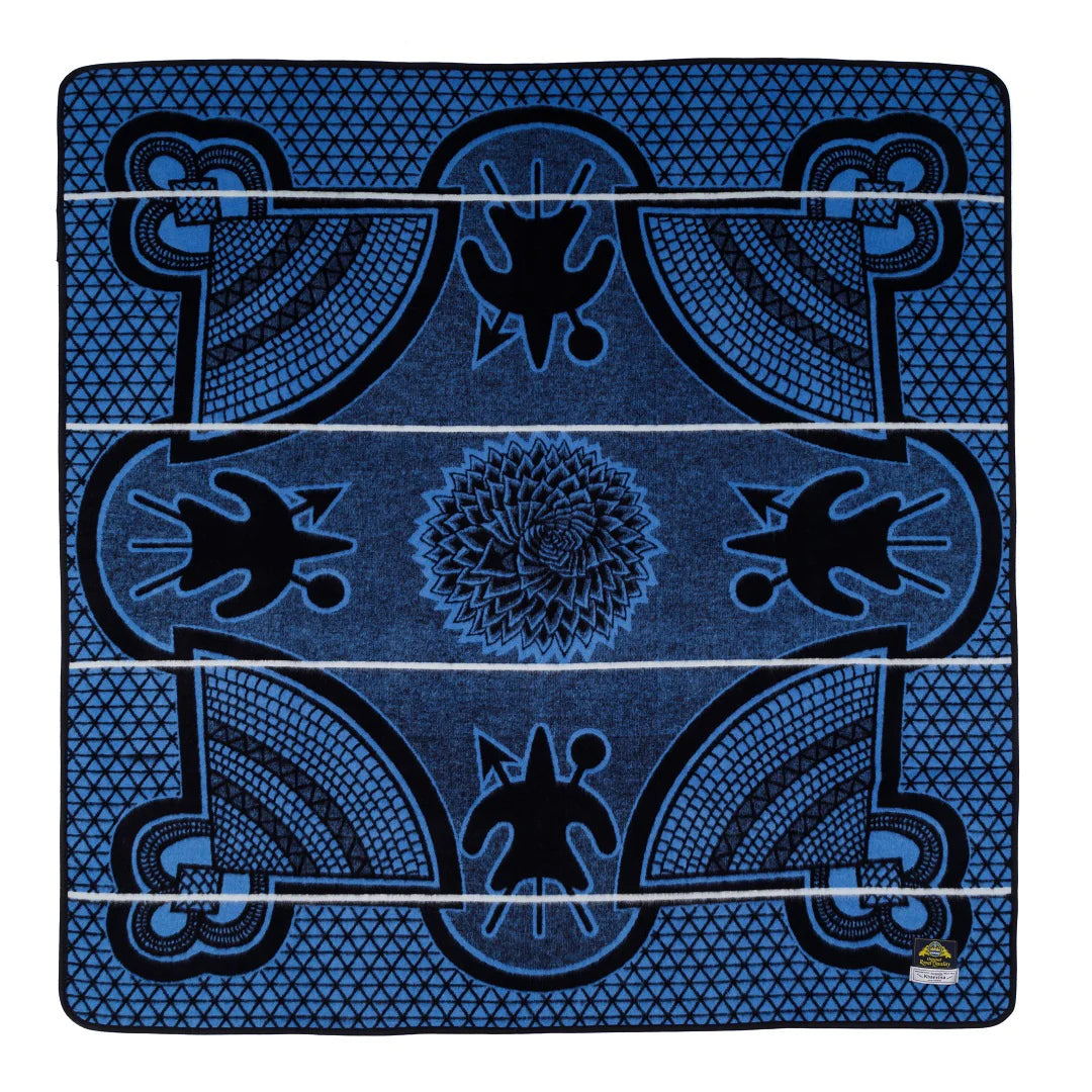 Kharetsa - Aloe | Black / Natural / Cobalt | Basotho Blanket Blankets / Aranda