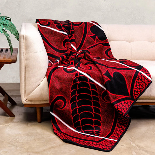 Khotso - Ntjhe Poone | Black/Scarlet/Natural Blankets / Aranda