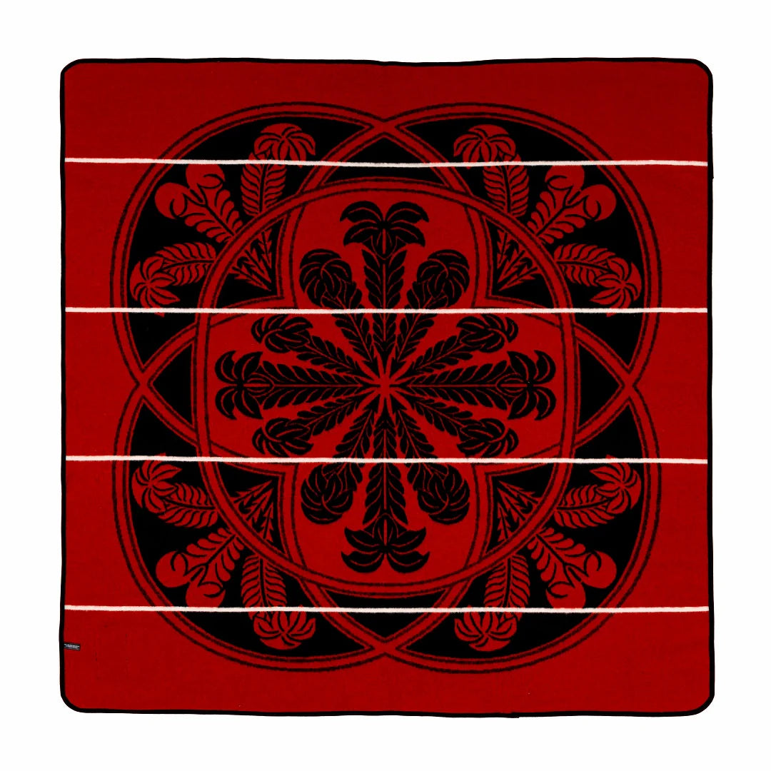 Victoria England - Crest | Black/Scarlet/Natural | Basotho Blanket Blankets / Aranda