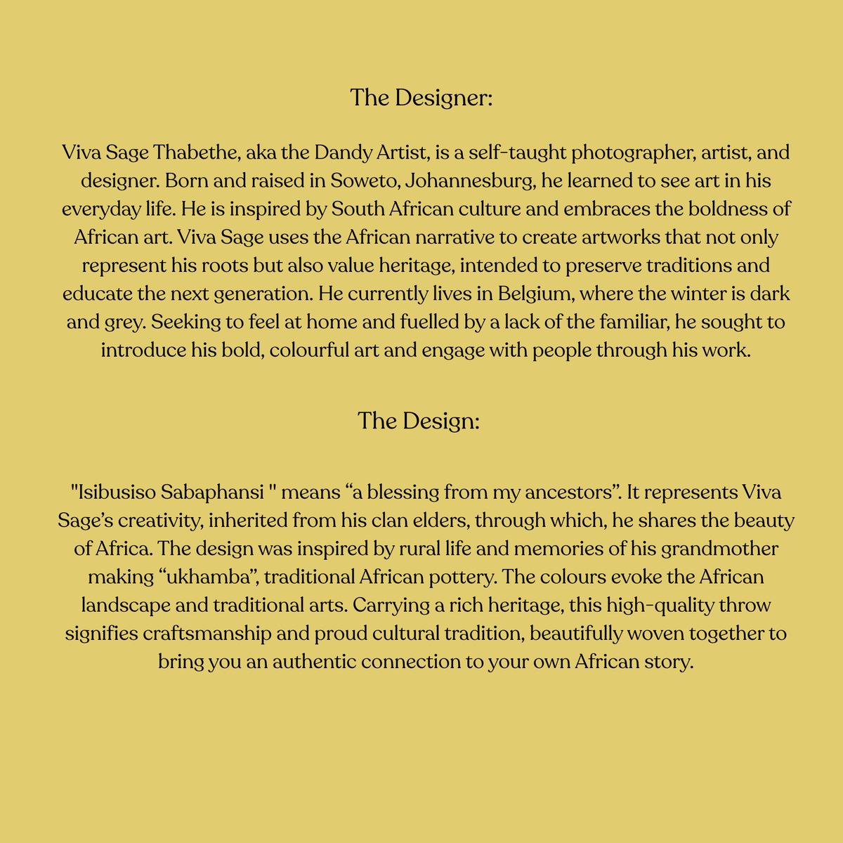 Isibusiso Sabaphansi Bella Vita Throw — Yellow / Red Blankets / My Africa