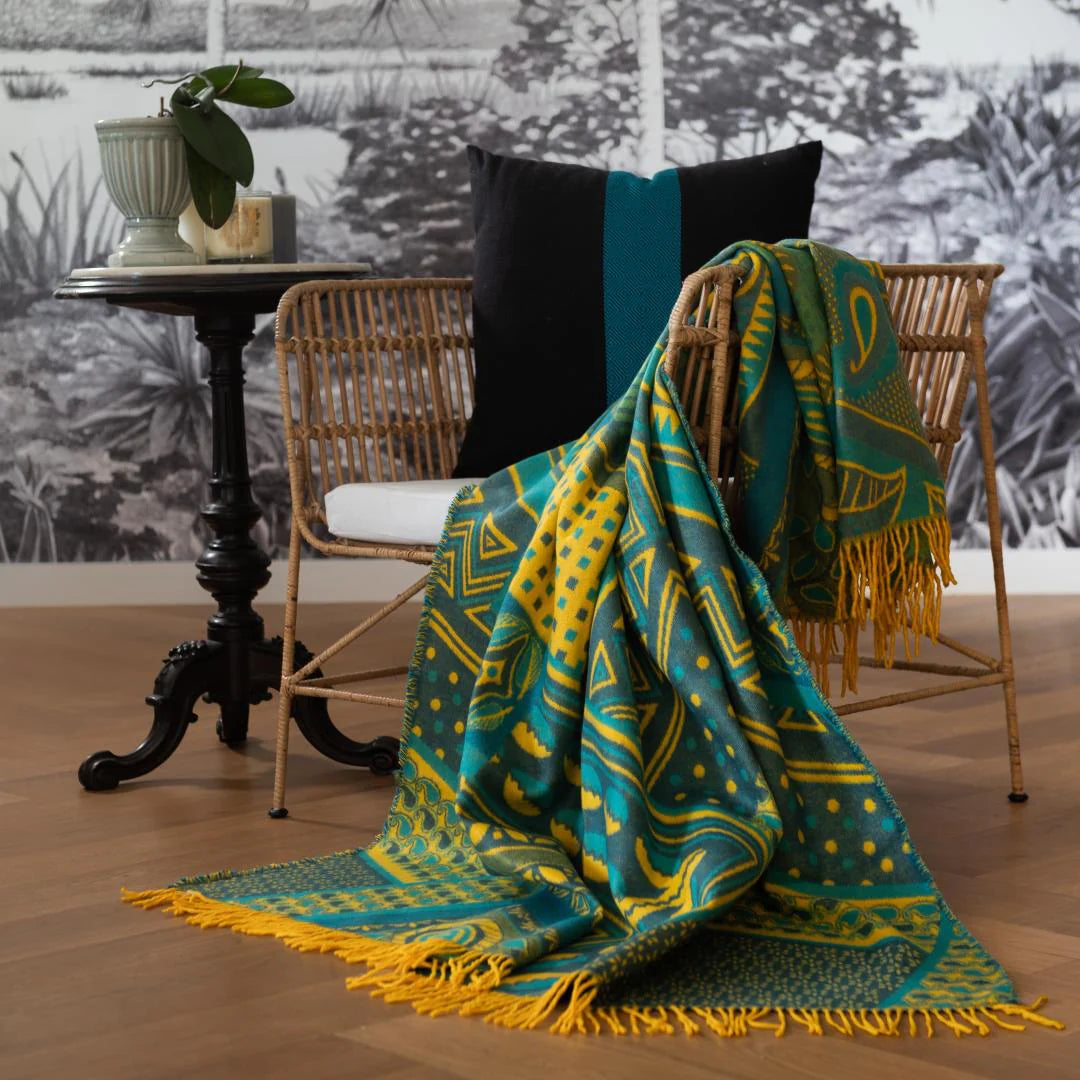Kanga Throw Blanket – My Africa Collection | Teal/Aqua – Ocean Breeze Meets Cultural Grace Blankets / Aranda