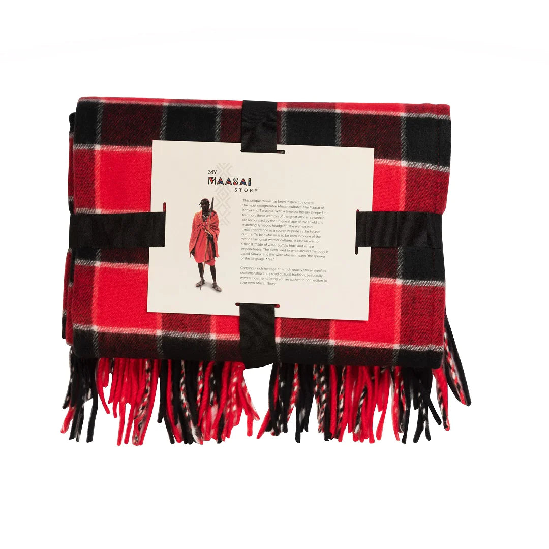 Melody Maasai Throw Blanket – My Africa Collection | Red/Black – Warrior Spirit in Every Thread Blankets / Aranda