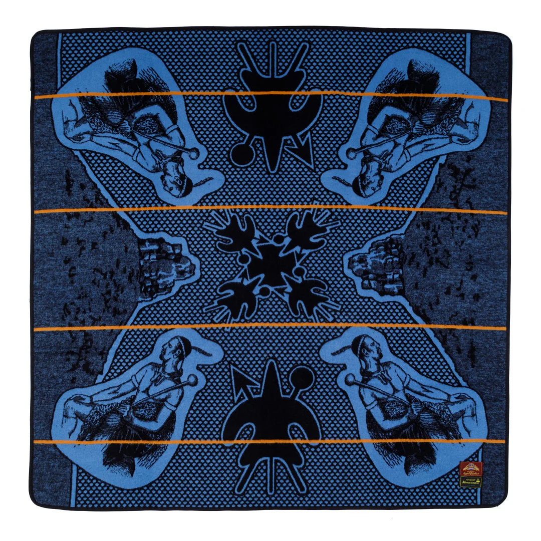 Moshoeshoe | Black / Cobalt / Yolk | Basotho Blanket Blankets / Aranda
