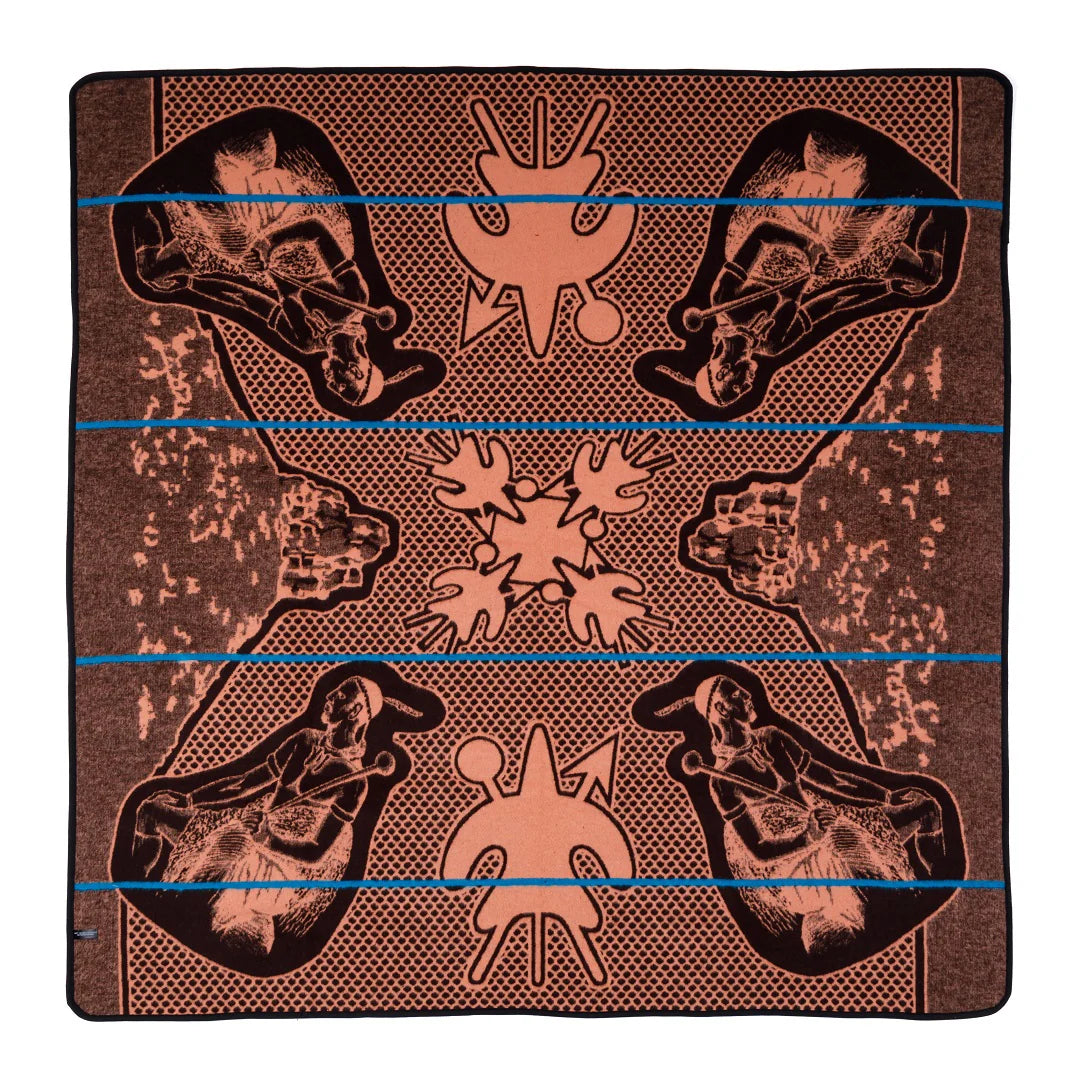 Moshoeshoe | Brown / Salmon / Peacock | Basotho Blanket Blankets / Aranda