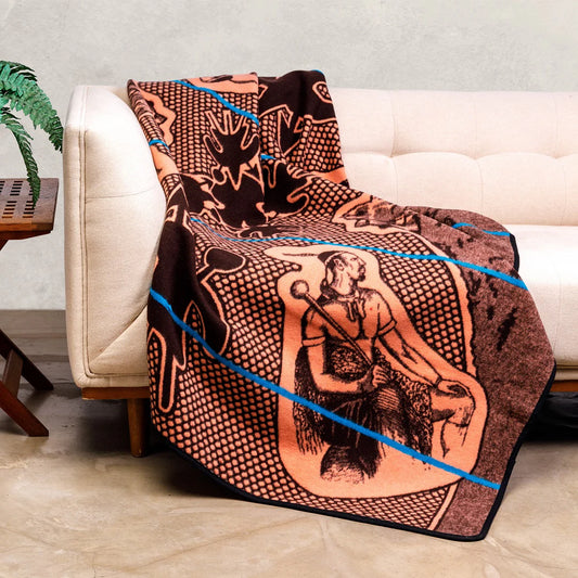 Moshoeshoe | Brown / Salmon / Peacock | Basotho Blanket