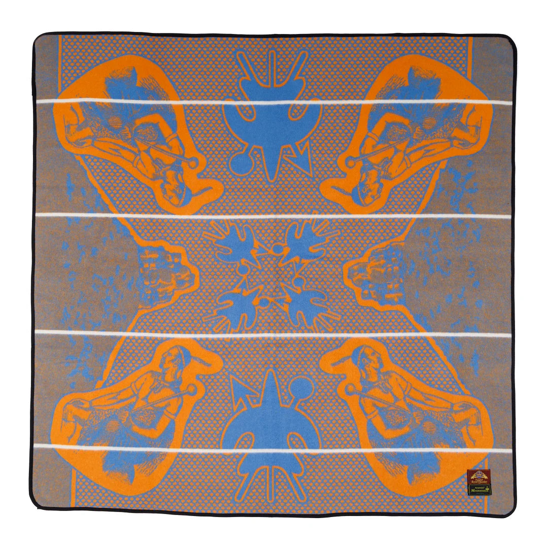 Moshoeshoe | Cobalt / Yolk / Natural | Basotho Blanket Blankets / Aranda