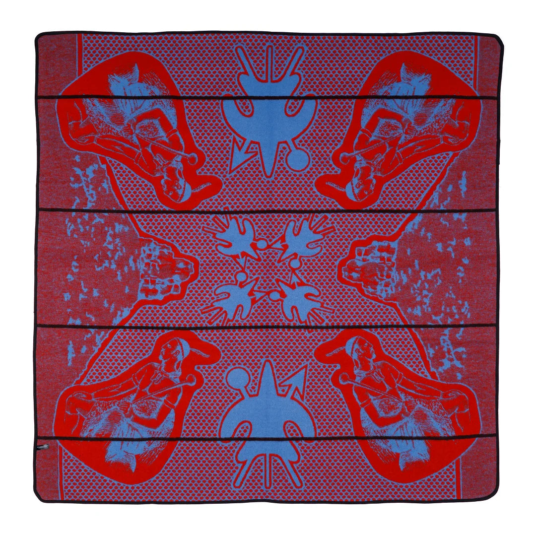 Moshoeshoe | Scarlet / Cobalt / Brown | Basotho Blanket Blankets / Aranda