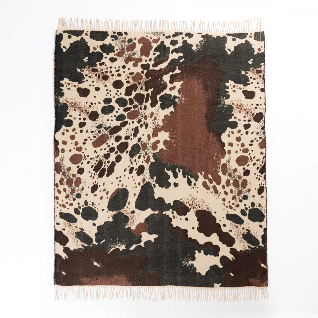 Bella Vita Nguni Skin Throw Blanket – My Africa Collection | Ivory/Black – Triple Jacquard Weave Blankets / Aranda