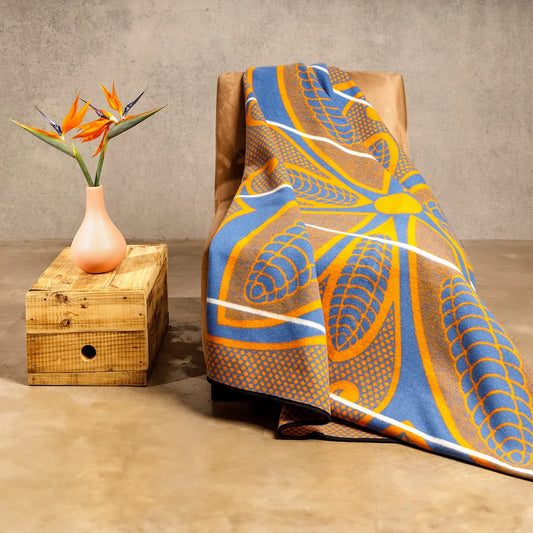 Sefate - Poone | Black / Yolk / Natural - Basotho Blanket Blankets / Aranda