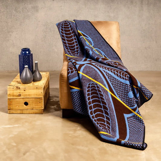 Sefate - Poone | Black / Yolk / Natural - Basotho Blanket Blankets / Aranda