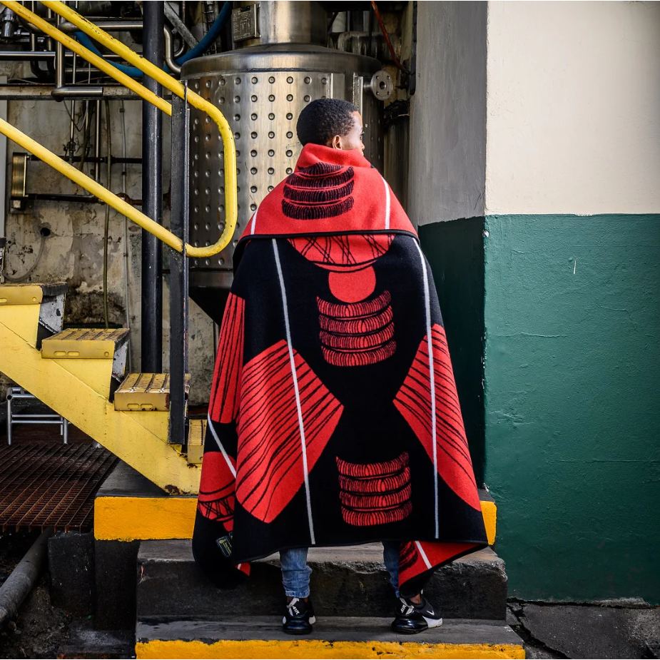 Ngoale | Black/Scarlet/Natural Blankets / Basotho Heritage Blankets