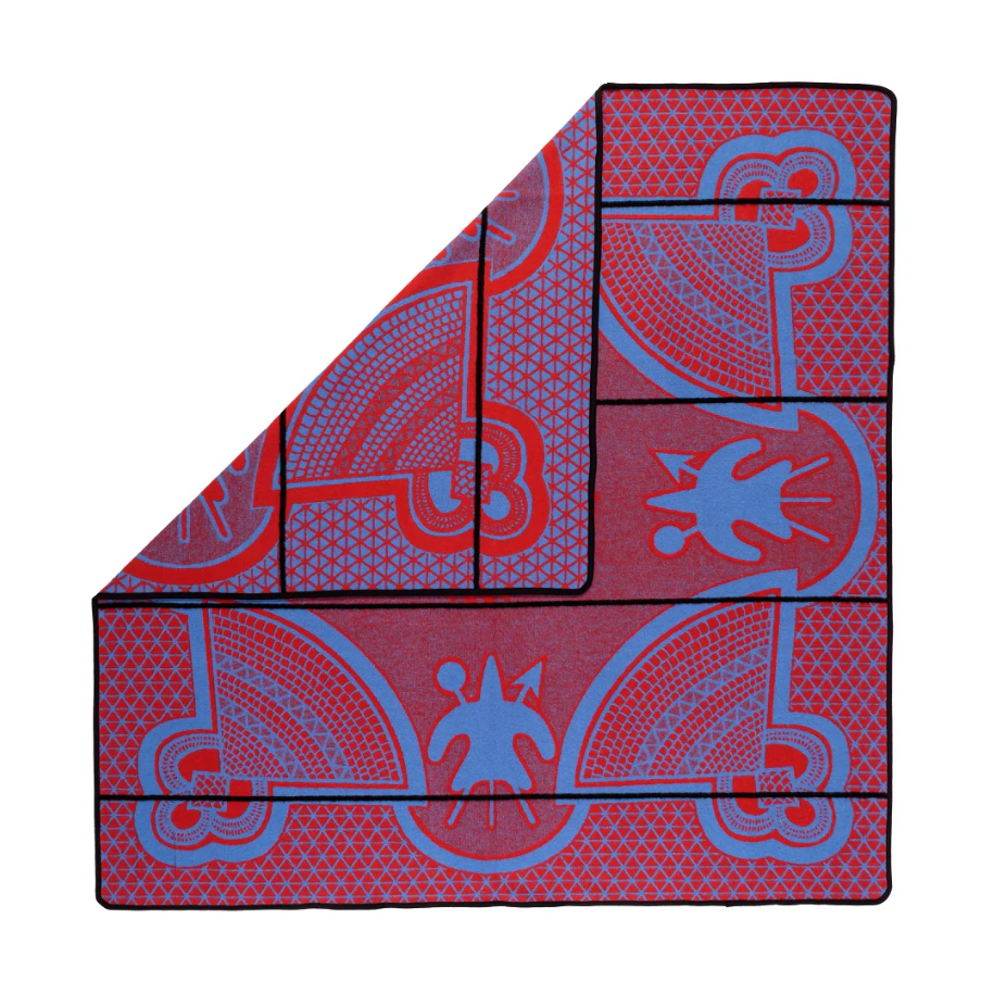Kharetsa - Aloe | Scarlet / Cobalt / Black | Basotho Blanket Blankets / Aranda