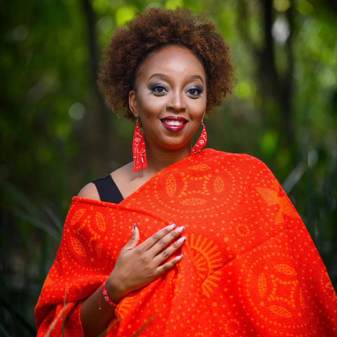High Bulk Jacquard Wrap – Shweshwe | Chilli Red/Orange