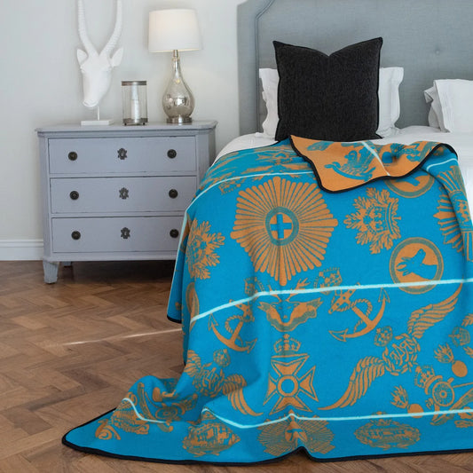 Victoria England - Badges of the Brave | Peacock / Yolk / Natural Blankets / Aranda