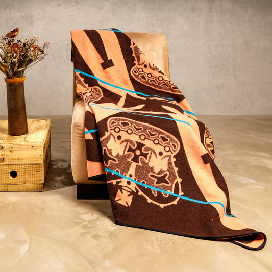 Victoria England - Crown | Brown / Salmon / Peacock Blankets / Aranda