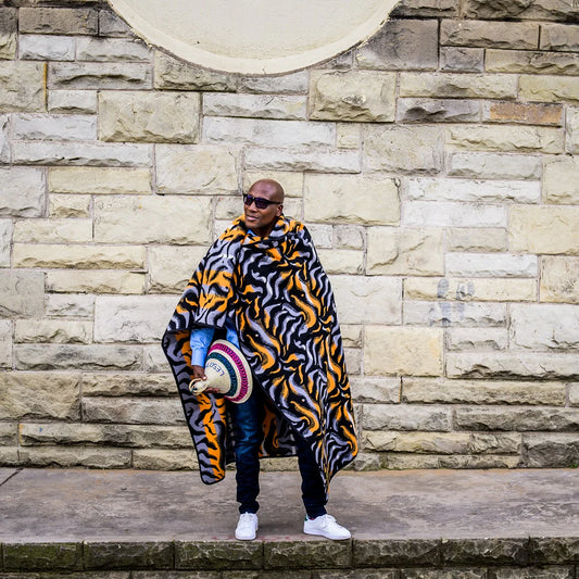 Victoria England - Flame | Black / Light Grey / Yolk / Natural | Basotho Blanket Blankets / Aranda