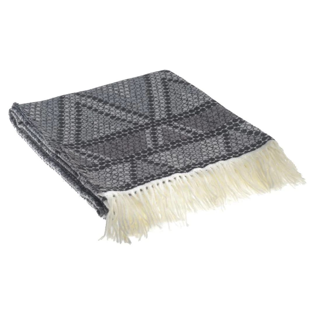 Zulu Beads Throw Blanket – My Africa Collection | Black/Iron – Symbolic African Geometry Blankets / Aranda