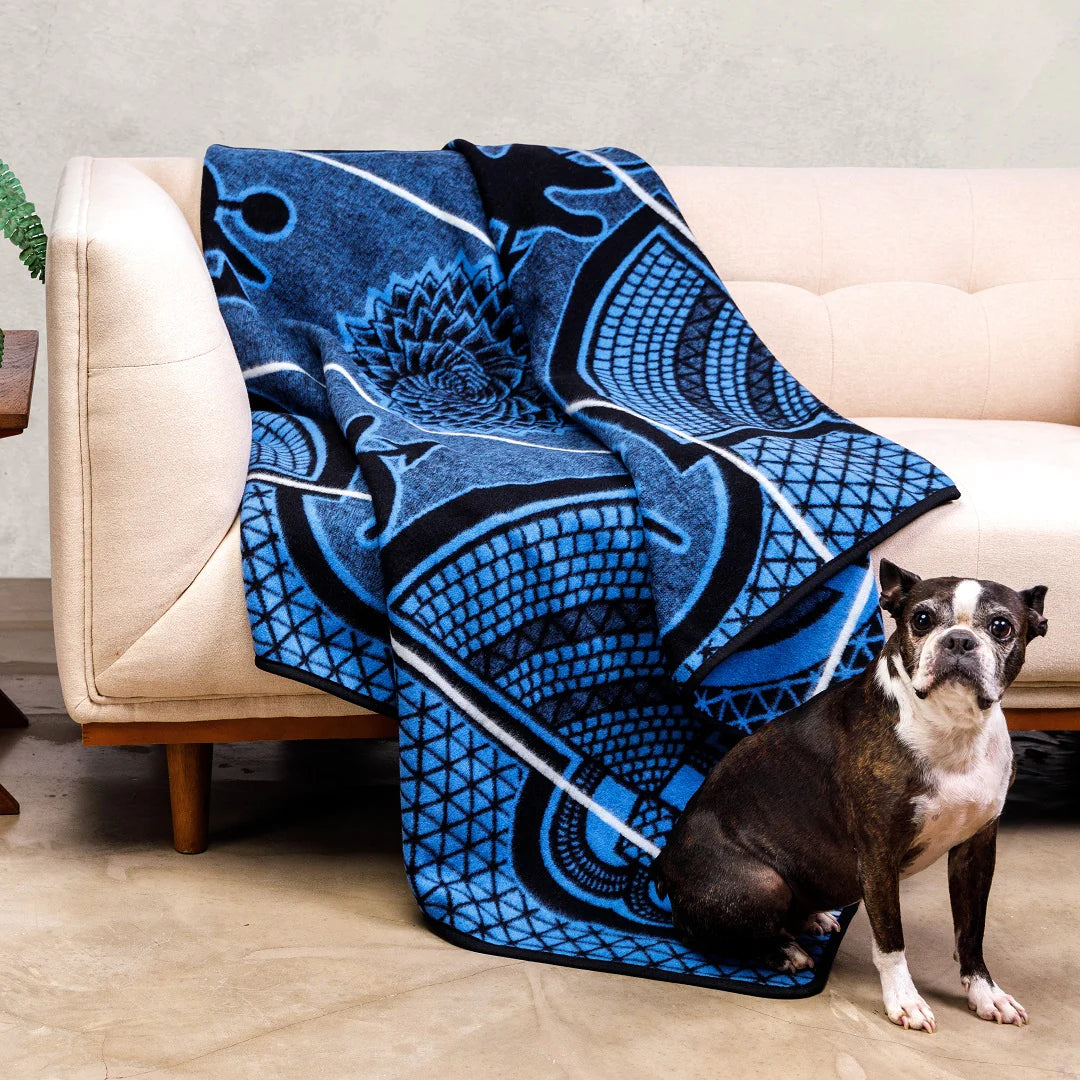 Kharetsa - Aloe | Black / Natural / Cobalt | Basotho Blanket Blankets / Aranda