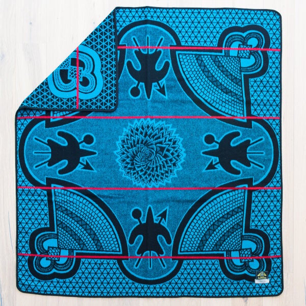 Kharetsa - Aloe | Black / Peacock / Scarlet | Basotho Blanket Blankets / Aranda