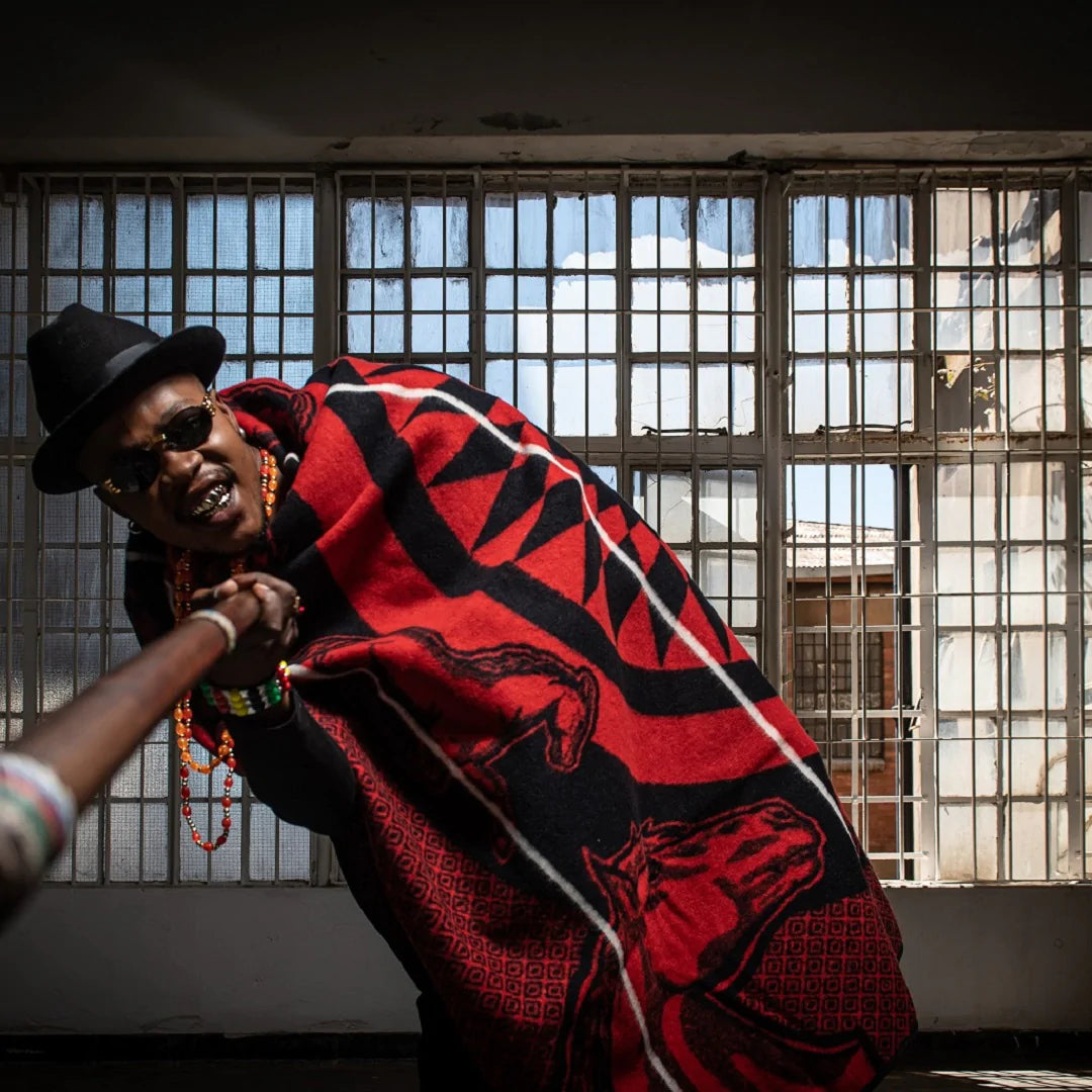 Lipere Tsa Pitso | Black / Scarlet / Natural Blankets / Basotho Heritage Blankets