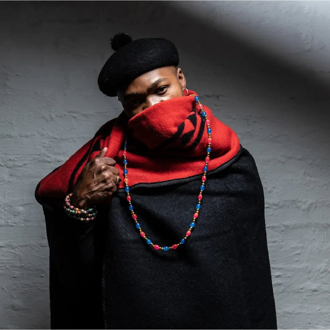 Lerato La Basotho | Black / Scarlet Blankets / Basotho Heritage Blankets