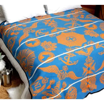Victoria England - Badges of the Brave | Cobalt / Yolk / Natural | Basotho Blanket Blankets / Aranda