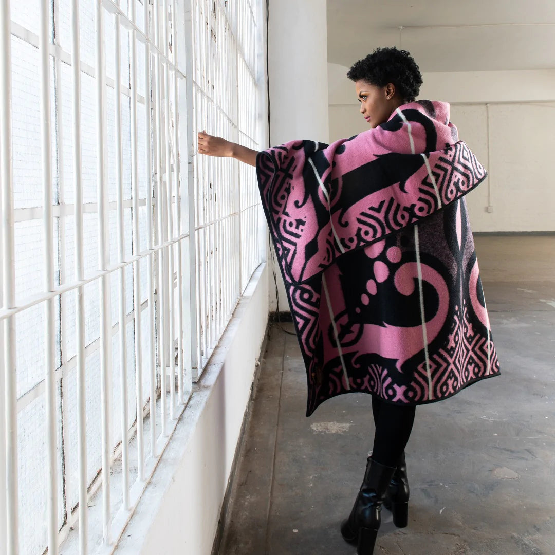Majabajaba Black / Pink / Natural Blankets / Basotho Heritage Blankets