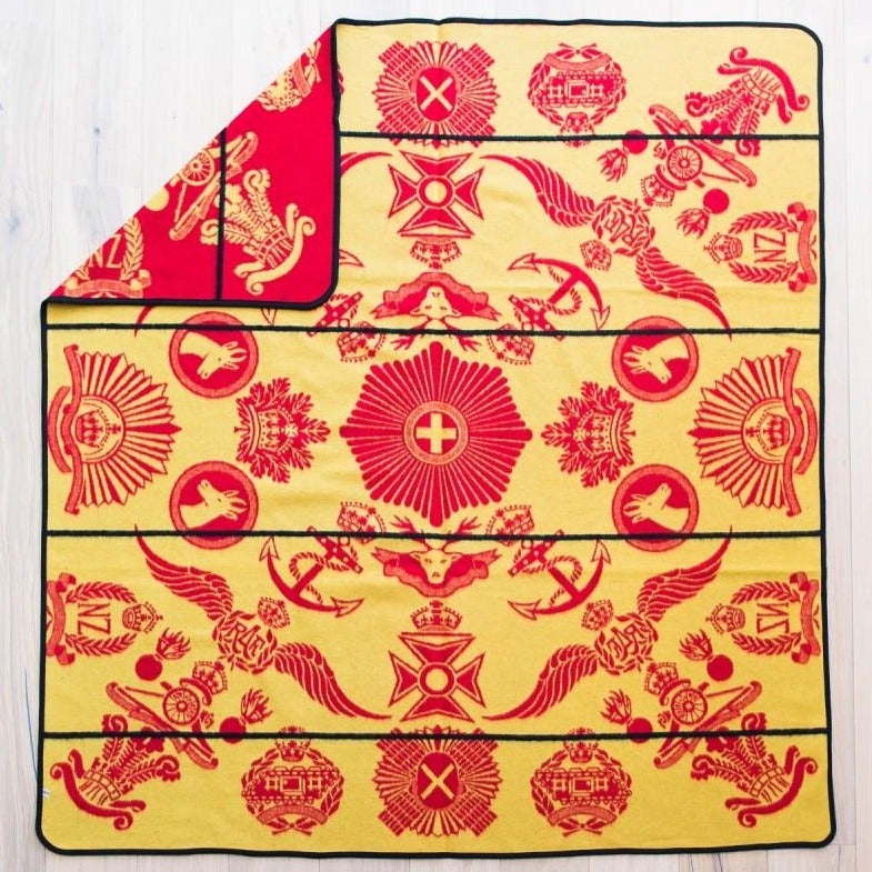 Victoria England - Badges of the Brave | Scarlet / Gold / Black | Basotho Blanket Blankets / Aranda