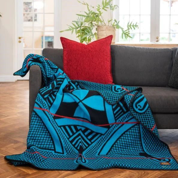 Mokorotlo Black-Peacock-Scarlet Wool Blanket – Basotho Heritage Design Blankets / Aranda
