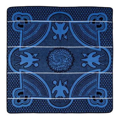 Kharetsa Aloe | Luxury Wool Basotho Blanket Black / Cobalt / Natural