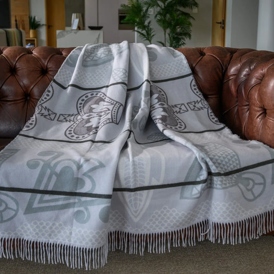 Bella Vita Basotho Throw Blanket – My Africa Collection | Silver Dove – Triple Jacquard Weave