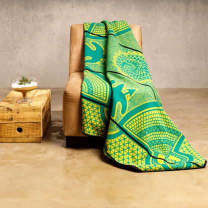 Basotho Blanket – Kharetsa Aloe Emerald / Gold / Black | Africa Blanket SA Made