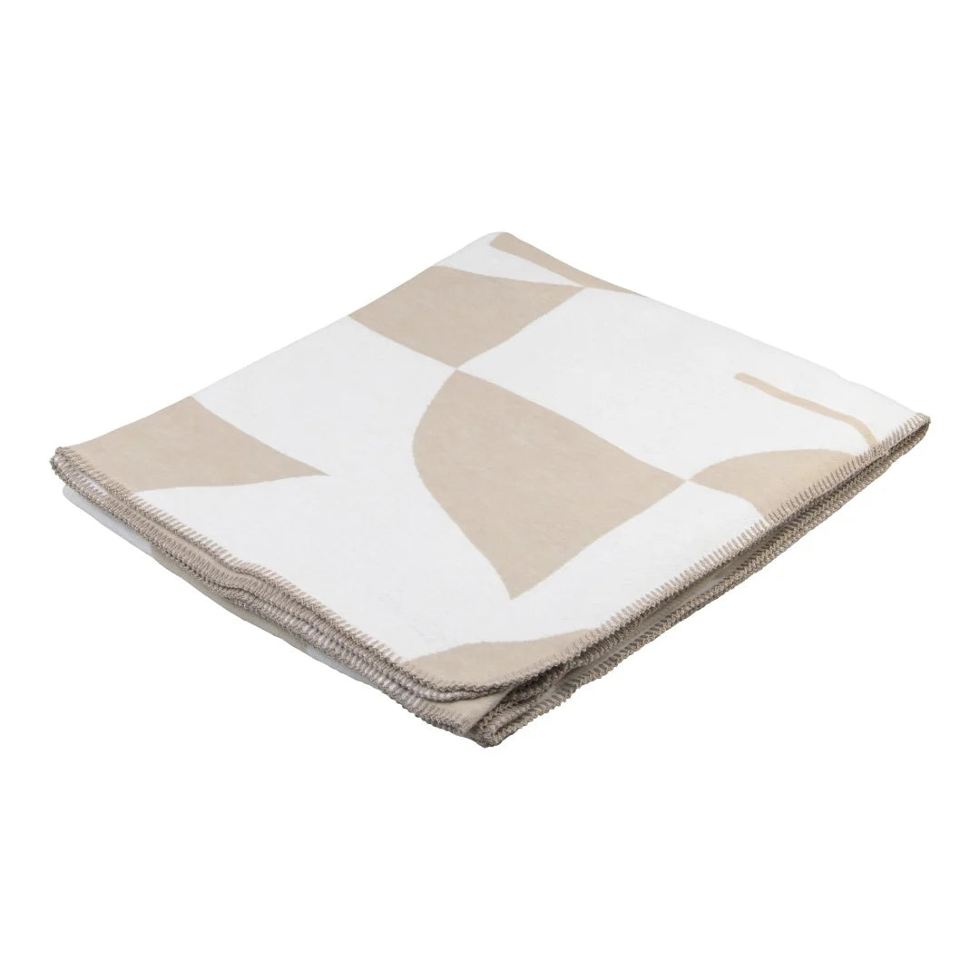 Amanda Cotton Shapes Cobblestone/White Throw folded in original Haven & Earth packaging