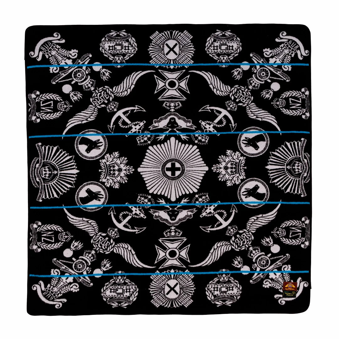 Victoria England - Badges of the Brave | Black/Silver/Peacock | Basotho Blanket Blankets / Basotho Heritage Blankets