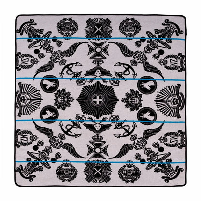 Victoria England - Badges of the Brave | Black/Silver/Peacock | Basotho Blanket Blankets / Basotho Heritage Blankets