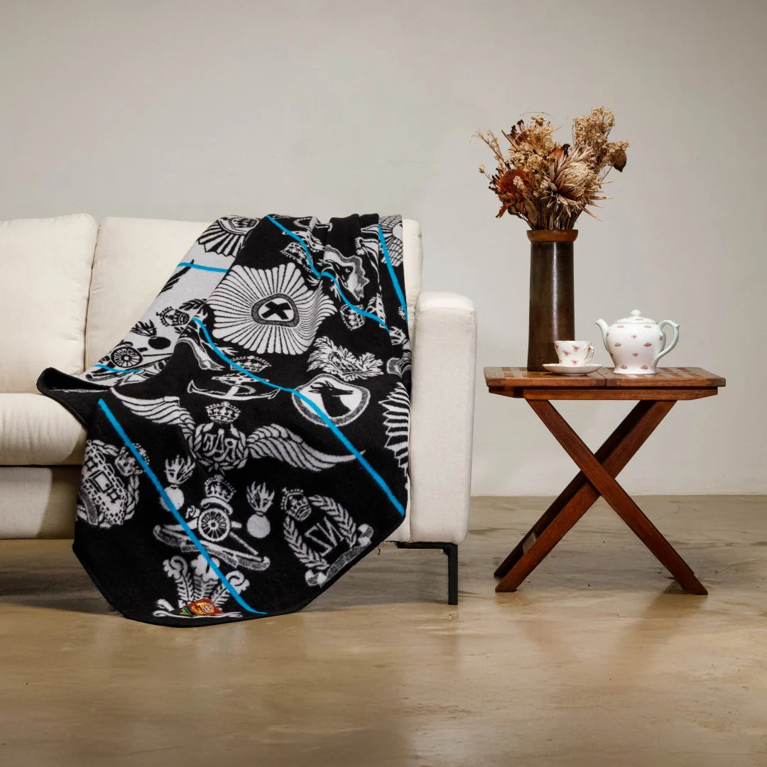 Victoria England - Badges of the Brave | Black/Silver/Peacock | Basotho Blanket Blankets / Basotho Heritage Blankets