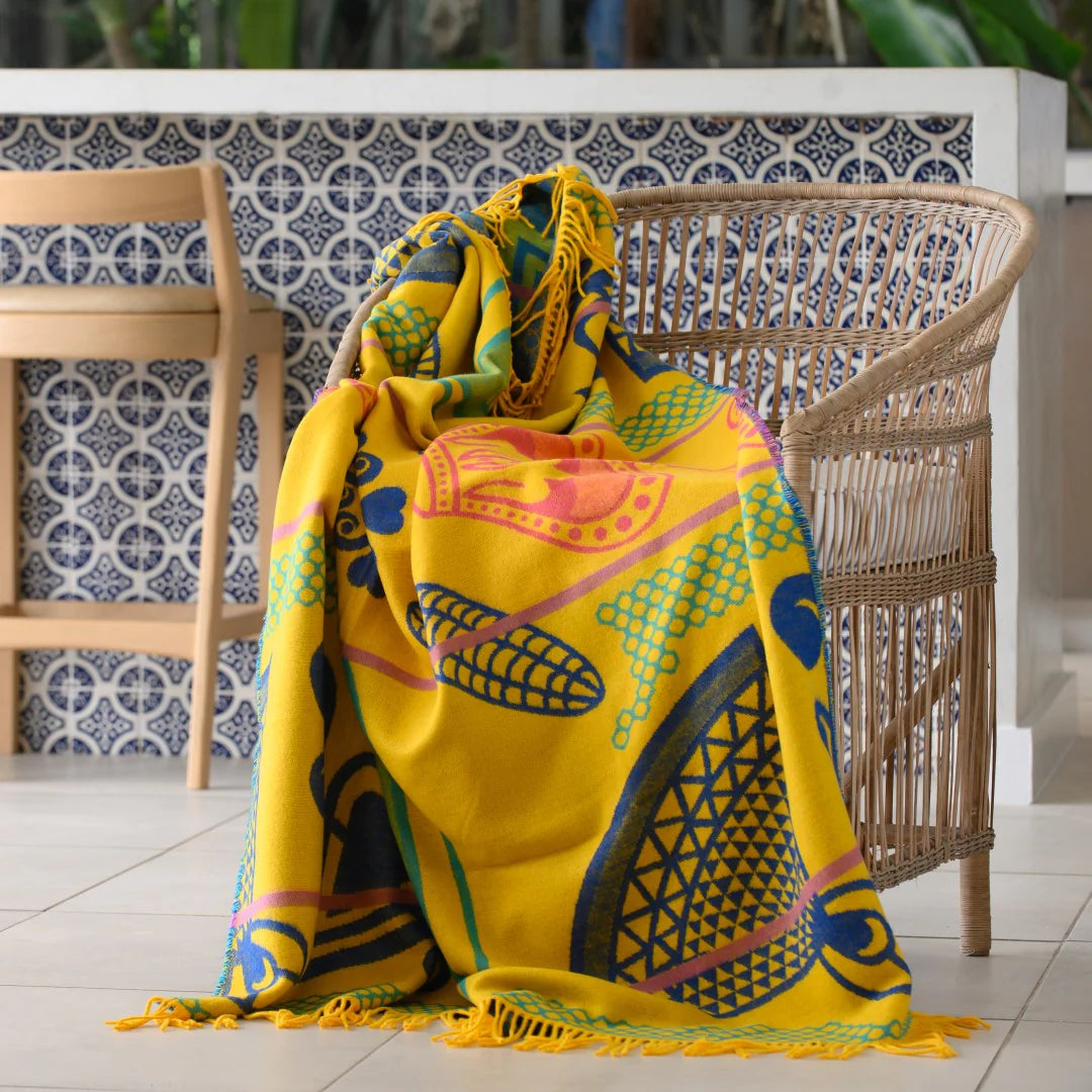 Basotho Bella Vita Throw — Yellow / Old Royal Blankets / My Africa