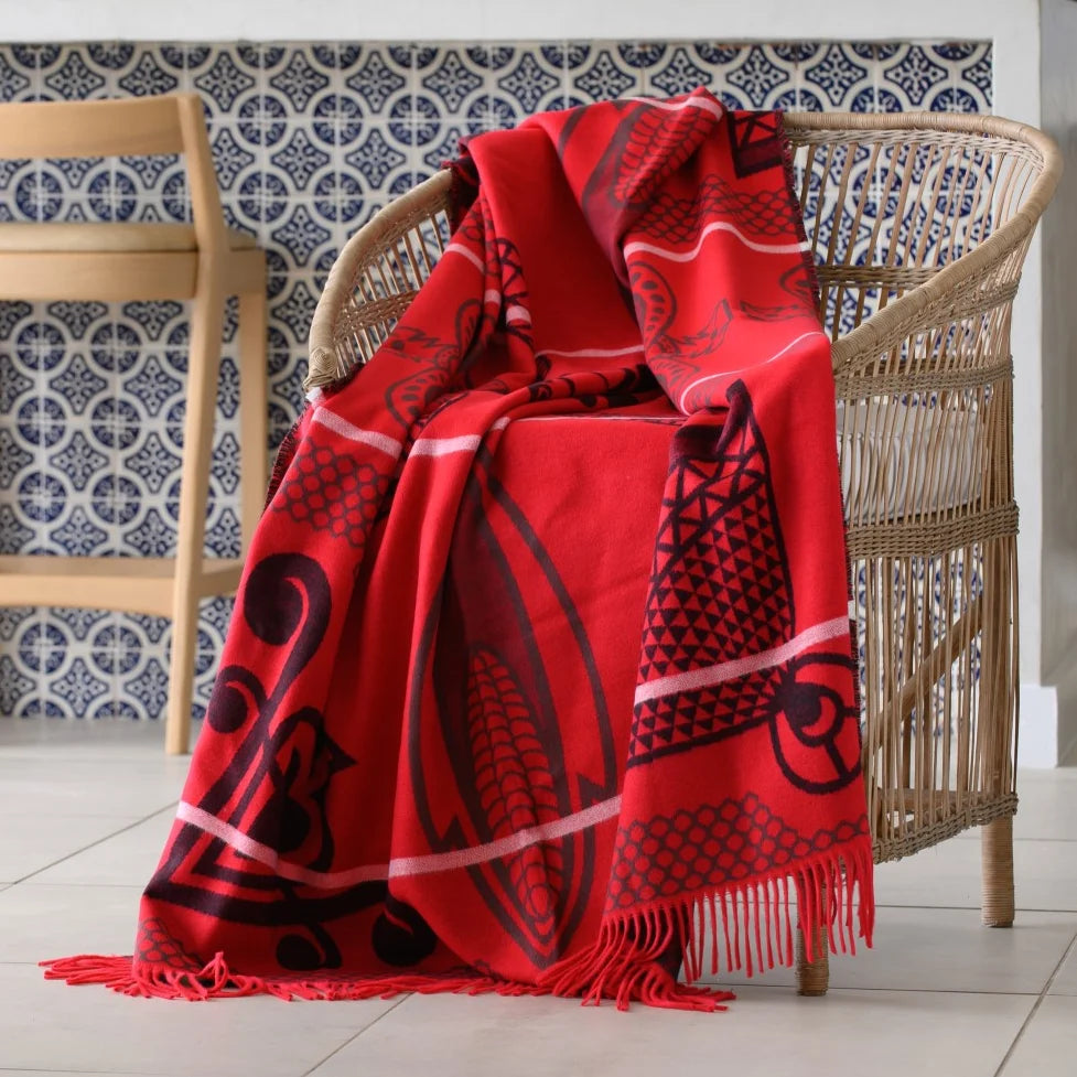 Basotho Bella Vita Throw — Red / Black Blankets / My Africa