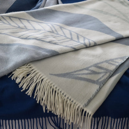 Close-up of Overcast Sky and Eggshell weave on the Haven & Earth  Bella Vita Atrium throw