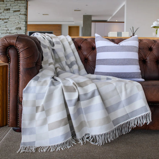 Bella Vita Sequence Wild Dove Oyster Grey throw textured jacquard weave”