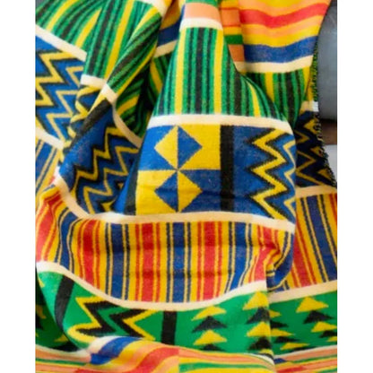 Bella Vita Kente Throw Blanket – My Africa Collection | Yellow/Apple – Triple Jacquard Weave