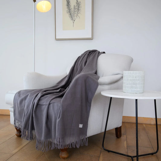 Melody Plain Throw in Iron – cool grey acrylic throw