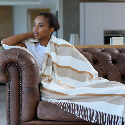 Melody – Underline | Leather / Dark Beige Blankets / Haven & Earth