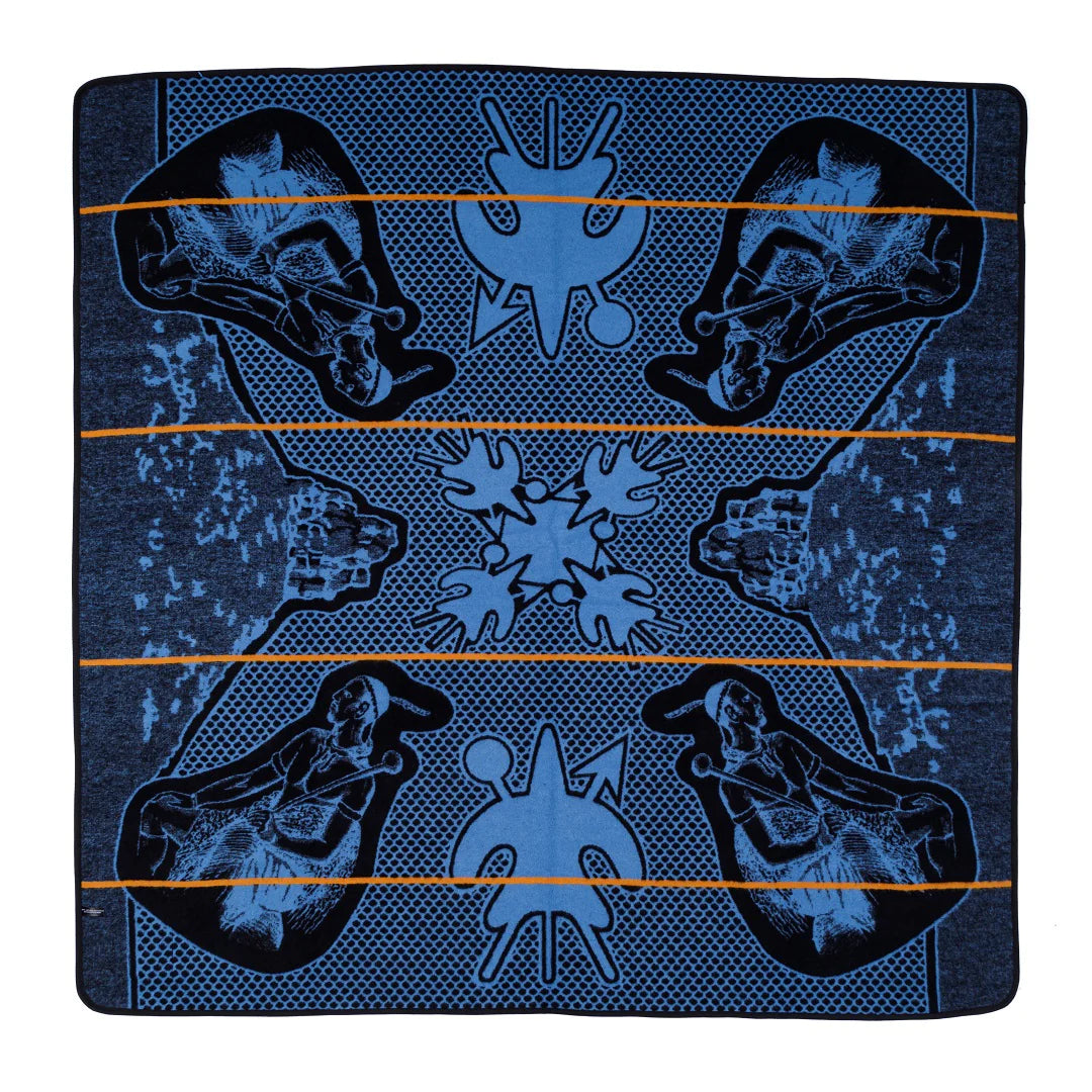 Moshoeshoe | Black / Cobalt / Yolk | Basotho Blanket Blankets / Aranda