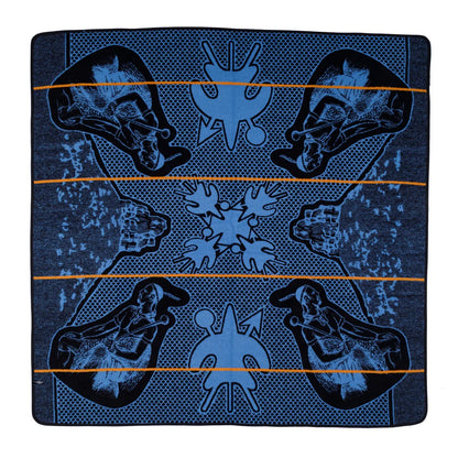 Moshoeshoe | Black / Cobalt / Yolk | Basotho Blanket Blankets / Aranda