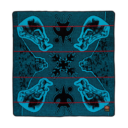 Moshoeshoe | Black / Peacock / Scarlet | Basotho Blanket Blankets / Aranda