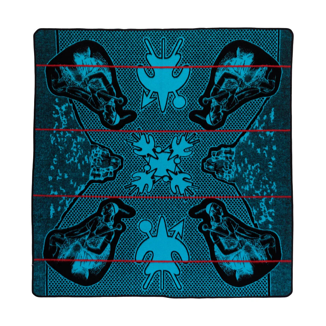 Moshoeshoe | Black / Peacock / Scarlet | Basotho Blanket Blankets / Aranda