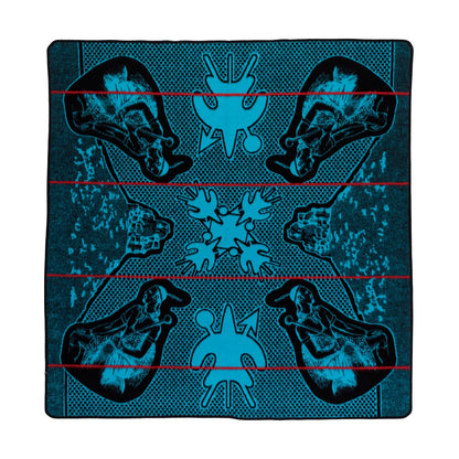 Moshoeshoe | Black / Peacock / Scarlet | Basotho Blanket Blankets / Aranda