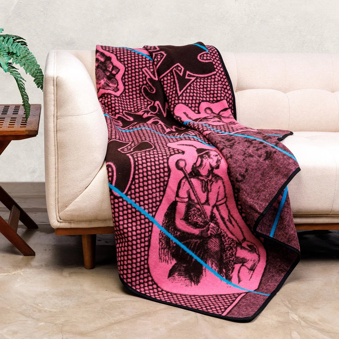 Moshoeshoe | Brown / Pink / Peacock | Basotho Blanket Blankets / Aranda